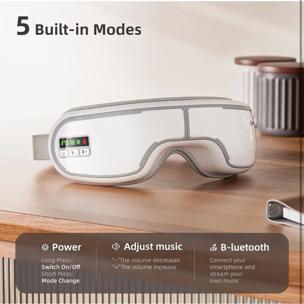 Bengbuey Smart Eye Mask: Massage & Heat w Bluetooth